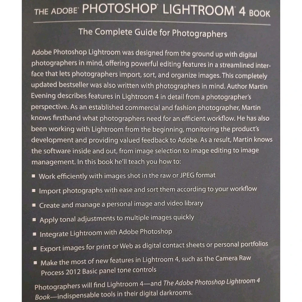 Adobe Photoshop Lightroom 4 Book Complete Guide - Photographers MSRP $54.99 #B37